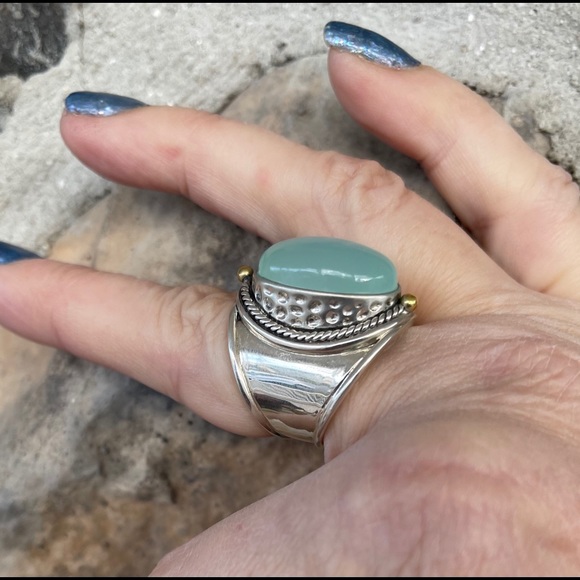 JOYA by Judy Crowell Aqua Chalcedony Ring Size 7 - Picture 8 of 11